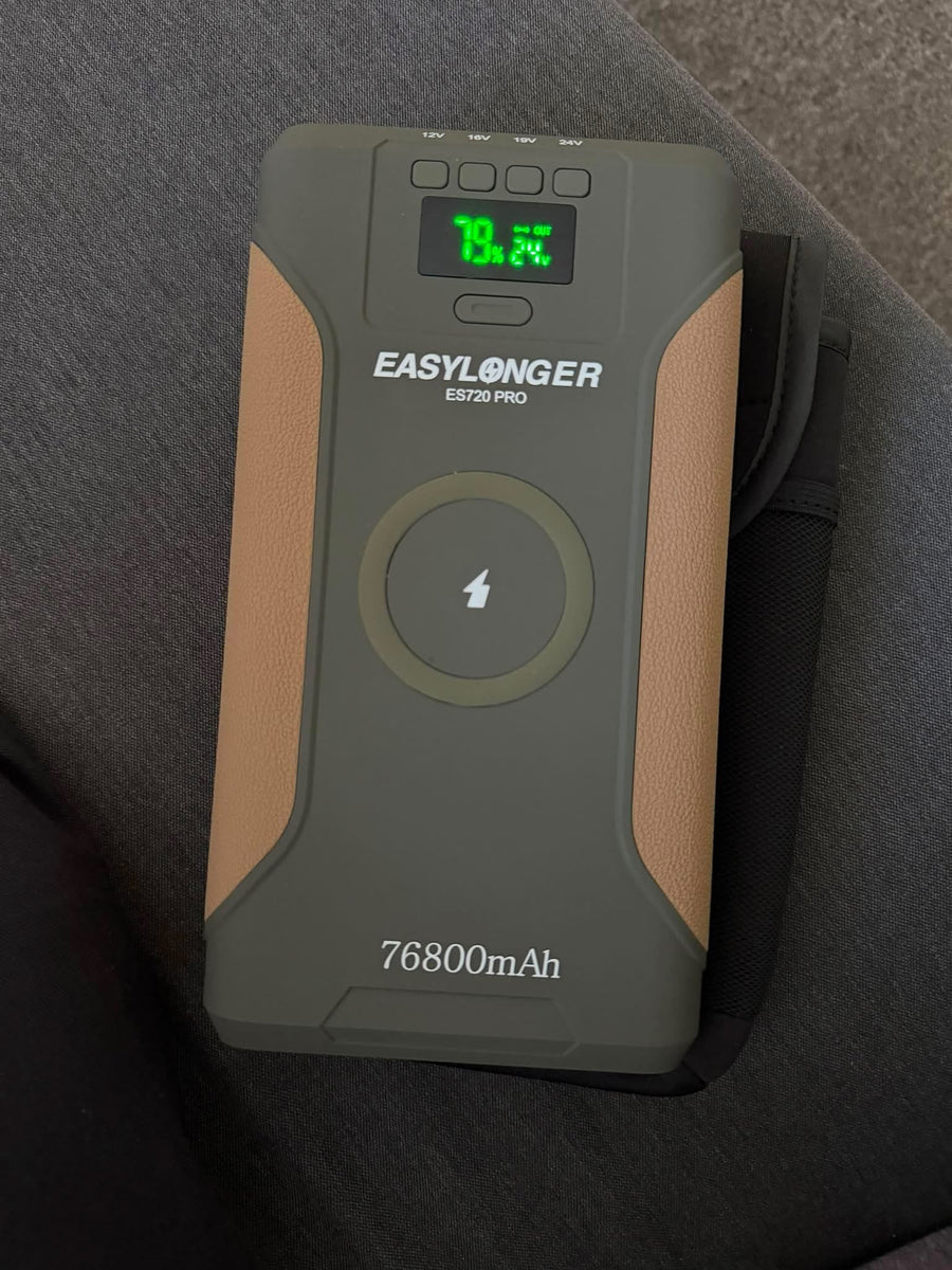 ES720 PRO display showing battery percentage and a 24V output setting
