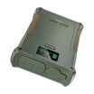 A rugged olive green EASYLONGER ES400 AIR CPAP Battery Backup (148Wh LiFePO4, airline-approved) features a digital display at 64% and DC/USB ports—ideal for gallery images or video showcases.