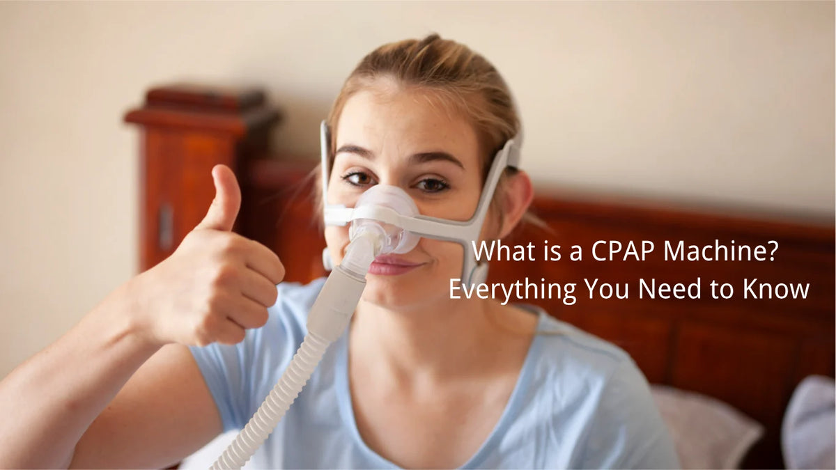 CPAP user wearing a nasal mask beside the article title