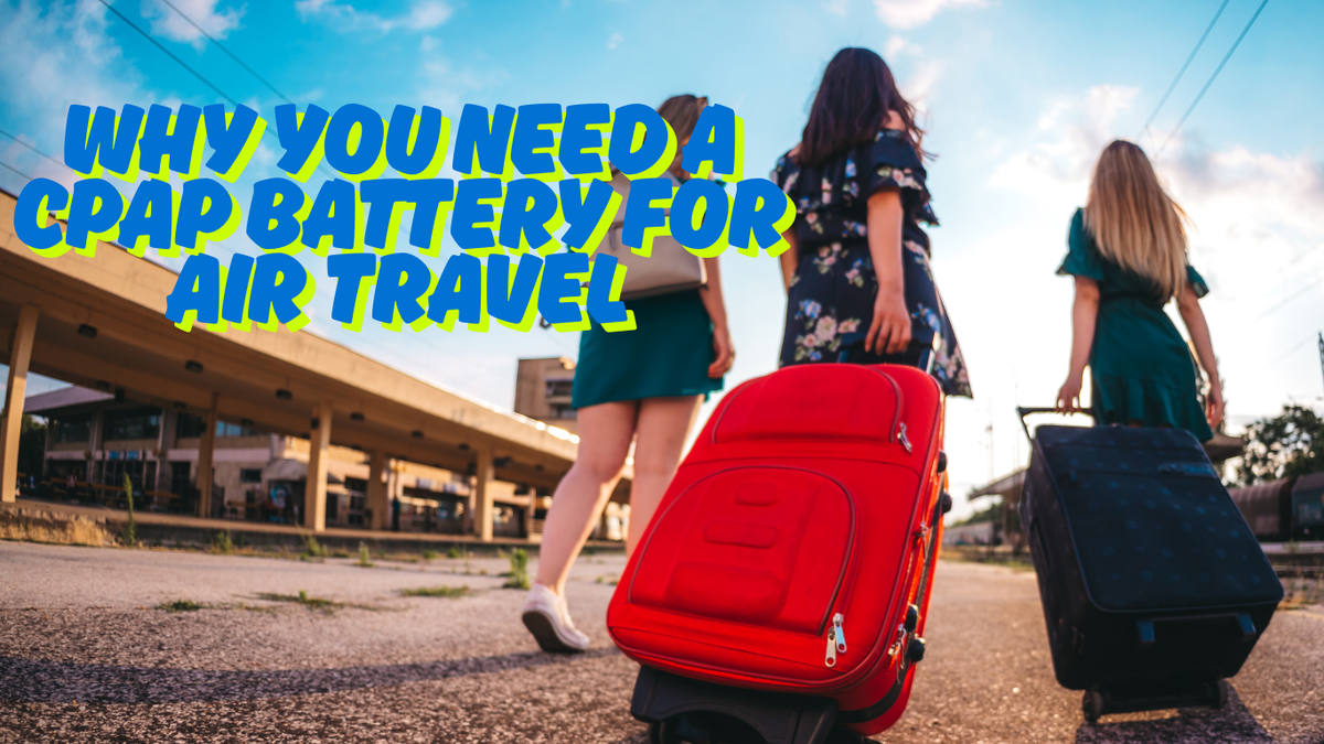 women walking at train station with rolling luggage, travel battery concept, CPAP air travel