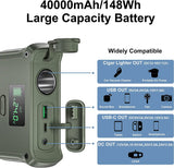 40000mAh/148Wh CPAP Battery Backup Power Supply Compatible with ResMed S9, AirSense 10, AirSense 11, AirMini, DreamStation &2, etc. 4 Ports Lithium Ion Battery Pack with 4 CPAP Cables(ES400 AIR)