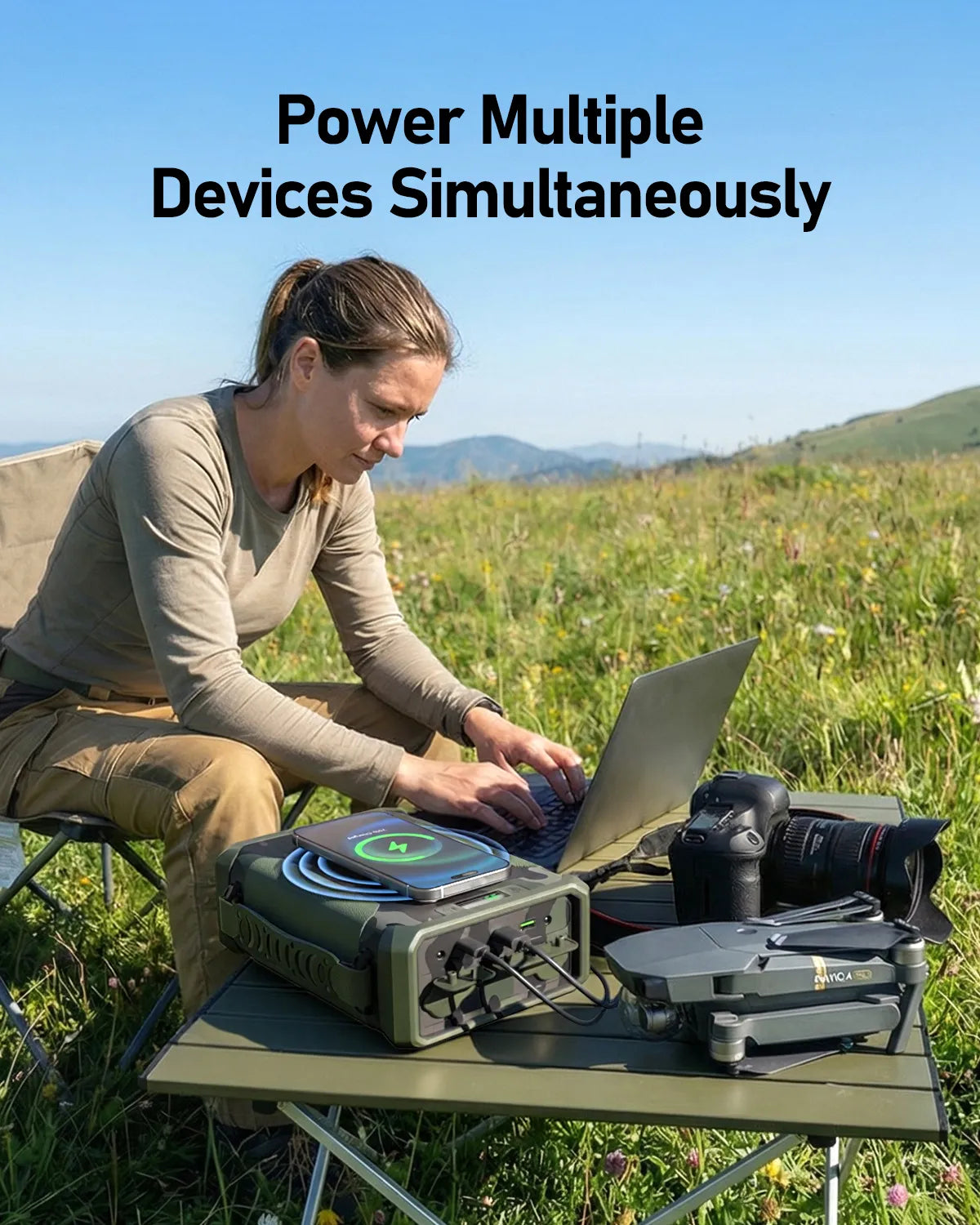 EASYLONGER ES960 PRO Camo CPAP Battery Backup Power Supply, 297.6Wh LiFePO4 for ResMed AirSense 11, AirCurve 11, AirMini, Philips DreamStation 2, Luna TravelPAP – Outdoor & Camping