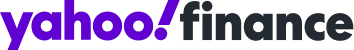Yahoo Finance logo featuring the word yahoo! in bold purple lowercase letters followed by the word finance in bold black lowercase letters, all on a light gray background.