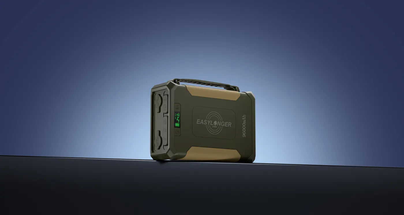 An ES960 in a dark room lit by a blue glow